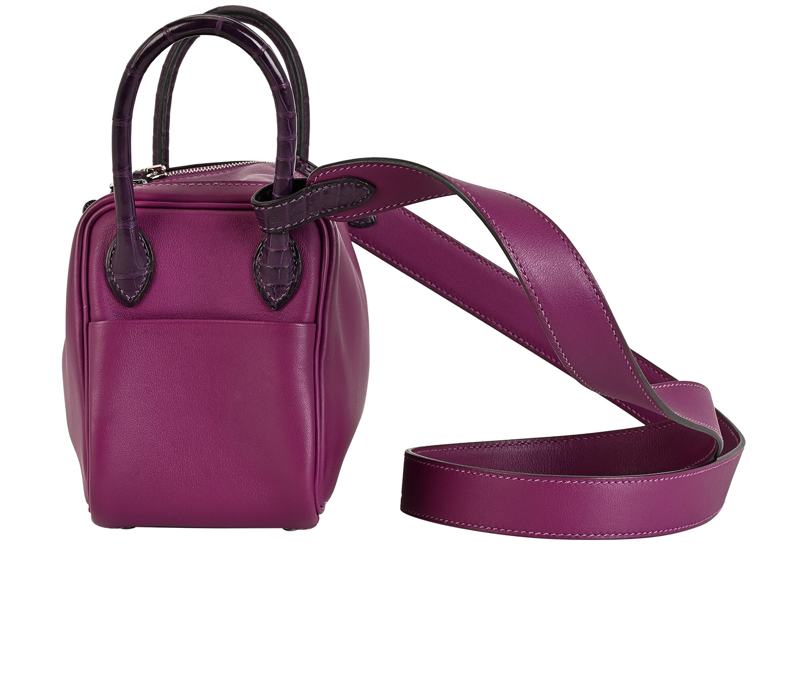Mini Touch Lindy 20 In Swift/Alligator Anemone, &pound;8,500, Handbags, Purple, Leather, Bottom view